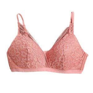 Knix Lace Deep V Lightly Lined Bralette, Pink, Adjustable, Size XXL